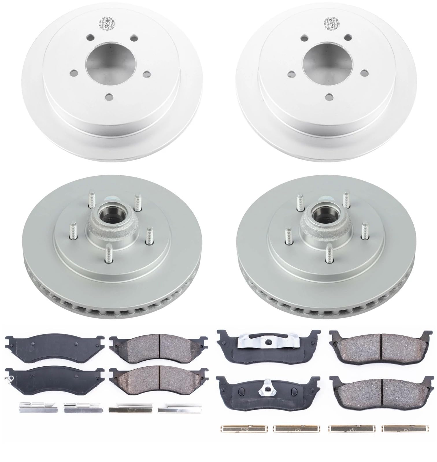 Power Stop Z17 CRK1880, Front and Rear Coated Rotor Kit-Coated Brake Rotors & Ceramic Brake Pads For Ford Expedition 1997-2000, Lincoln Navigator 1998-2000 [Model Specific]