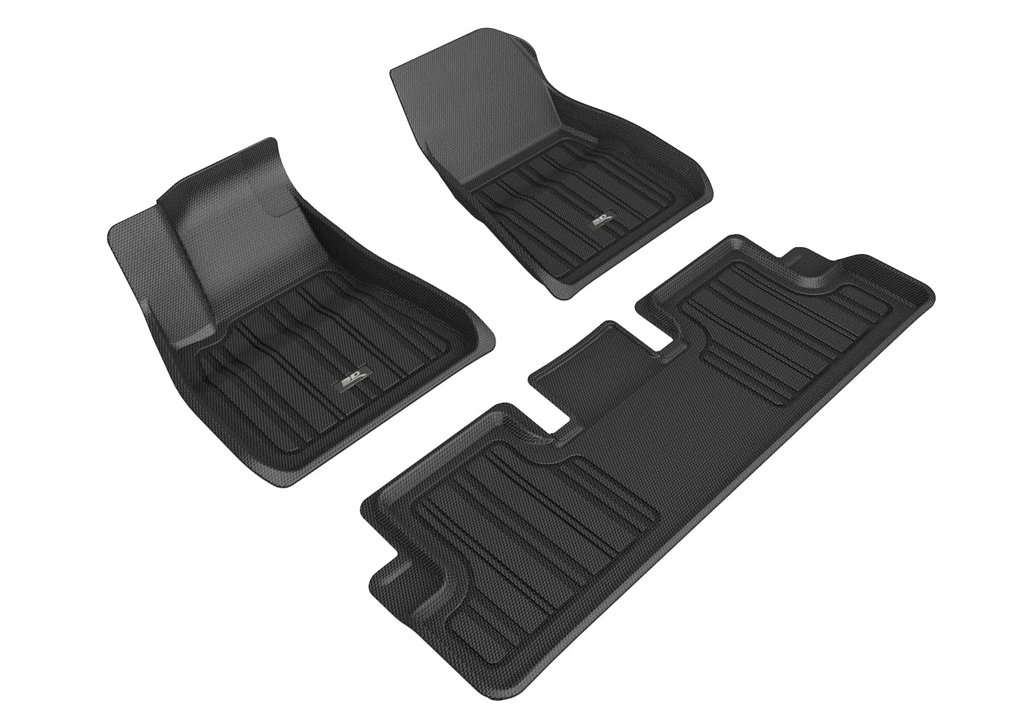 Custom Fit 3D MAXpider Elitect Floor Mat (Black) Compatible with Tesla Model 3 2020-2023 - Full Set
