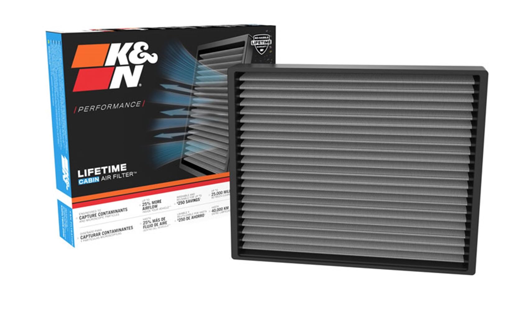 Cabin Air Filter K&N LIFETIME: Premium, Washable, Clean Air for your Cabin: Compatible with 2021-2024 Ford/Volkswagon: Bronco, Everest, Ranger, Amarok, VF2078