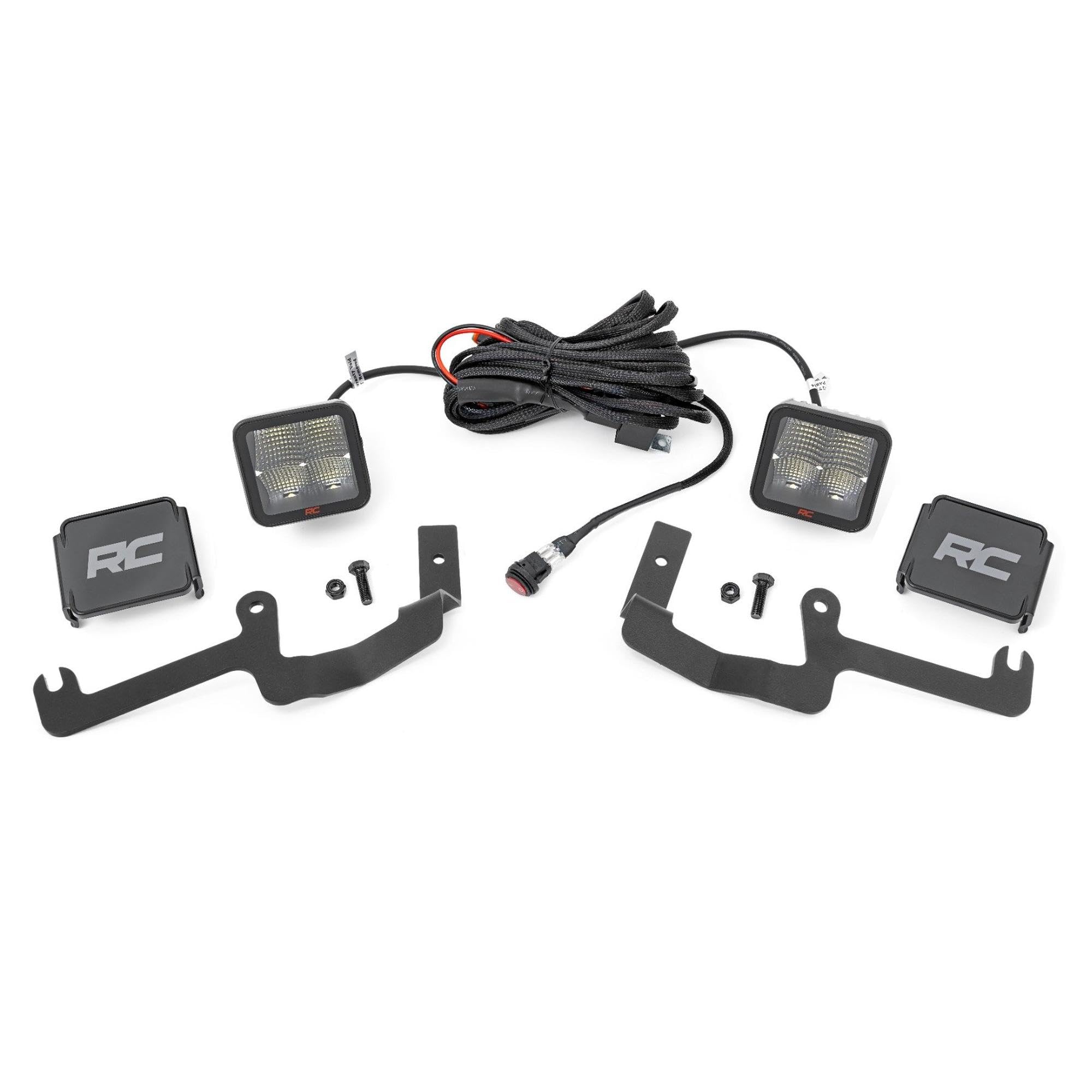 Rough Country Dual 2" Spot LED Ditch Light Kit Lower for Chevy Silverado 1500 (2019-2025) - 2X LED Light Pods, Spot Beam
