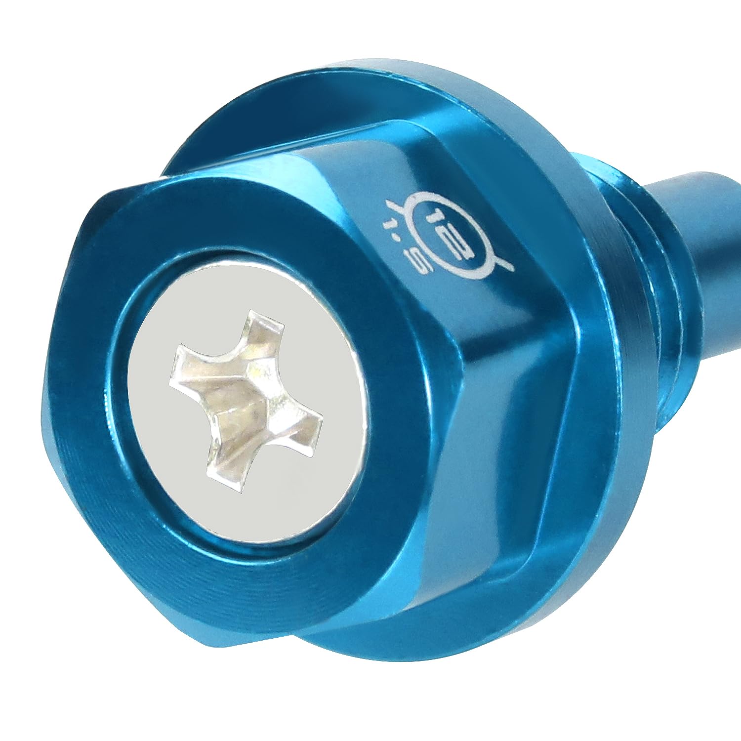 Magnetic Oil Drain Plug NRG Innovations, M12 X 1.5 Thread Size Engine Oil Drain Nut w/Washer, Blue, T-6061 Aluminum w/Stainless Steel Internal Magnet, NRG-NOP-400BL