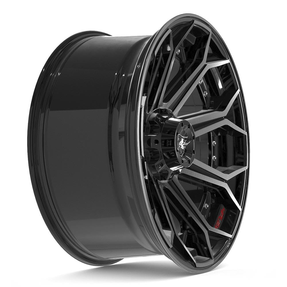 22 inch 4PLAY Wheels Rim Fits 6x135 + 6x139.7 Silverado Suburban Tahoe Expedition F150 Raptor 4P80R 22x10 Brushed Black Wheels