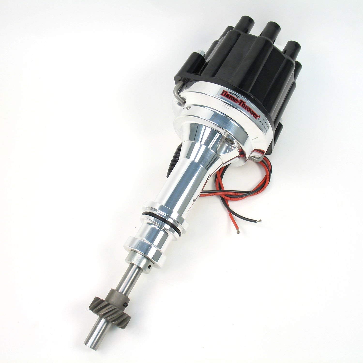 Pertronix Flame-Thrower D232800 Black Cap Marine Billet Electronic Distributor with Ignitor II Technology for Ford 351C