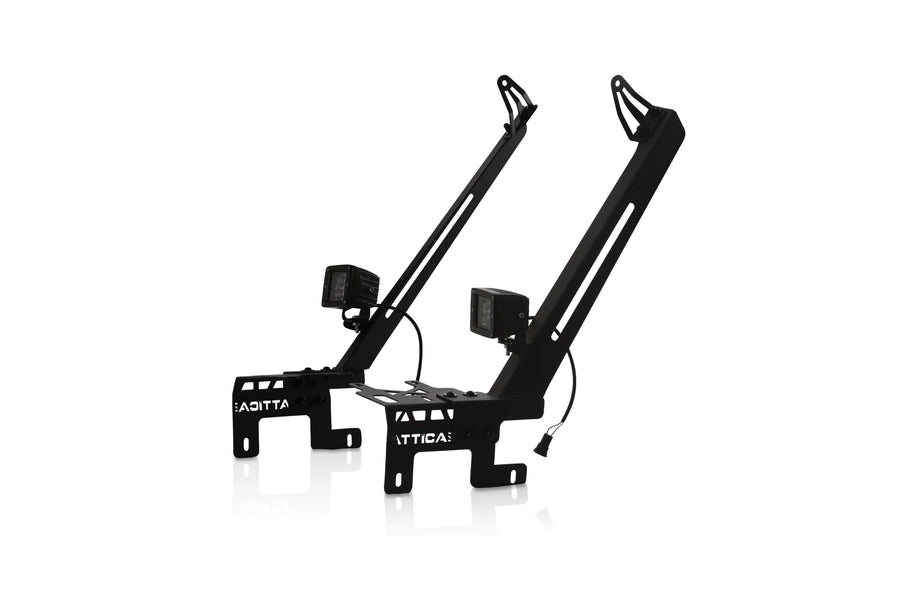 Attica4x4 Cobra Tek - A-Pillar Light Mount Bracket | Compatible with Jeep Wrangler JL (2018-2023) /Gladiator (2019-2022) | Enhanced Off-Road Lighting | Textured Black Finish.