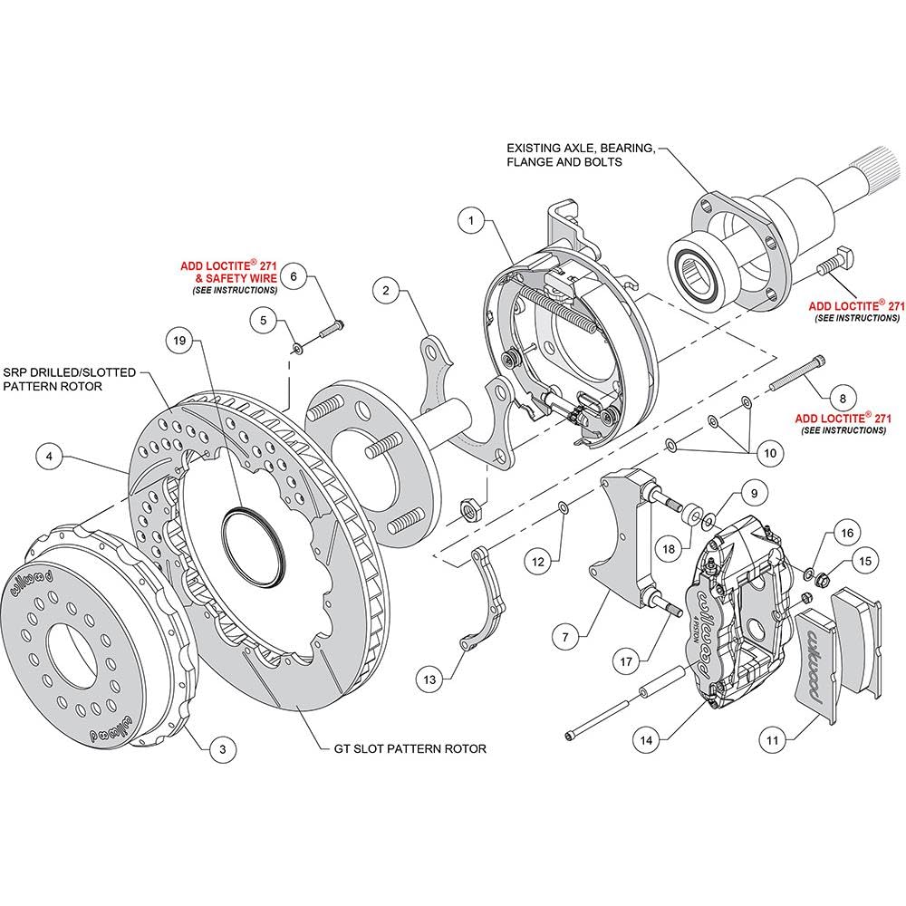 Rear P-Brk Kit, FNSL4R 14.00", Red