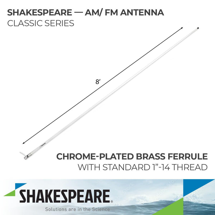 8' Shakespeare AM/FM Stereo Antenna with 15' RG-62 cable