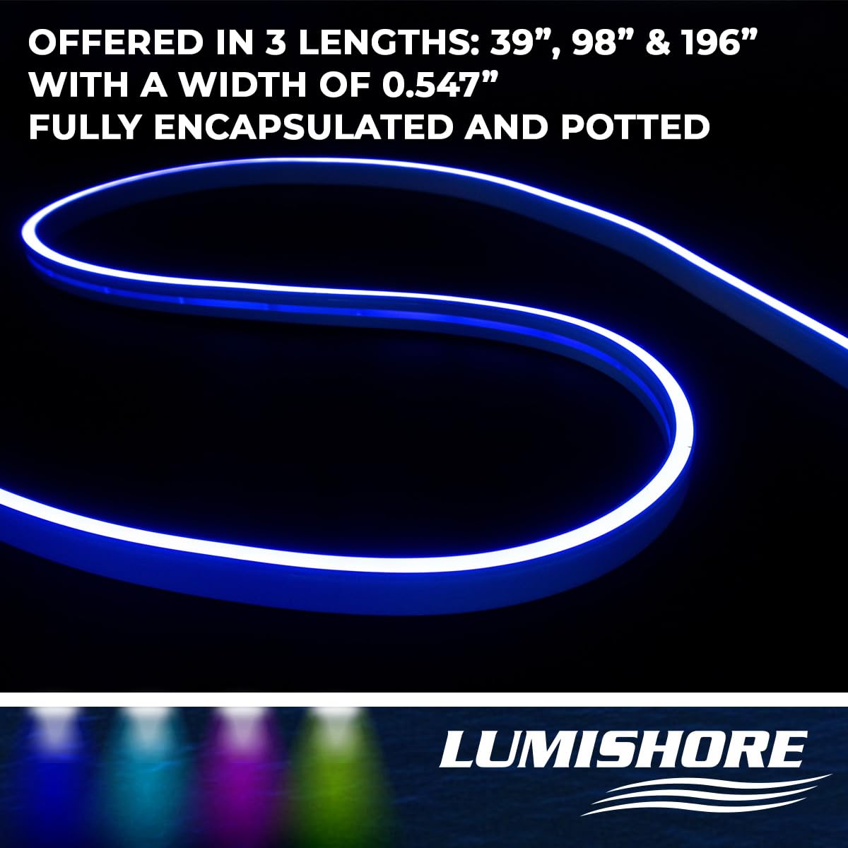 Lumishore 2.5 Meter (8.2 ft) LED Neon Flex Strip Light (Blue), Cut to Length, 60-0511-2500 Eclipse