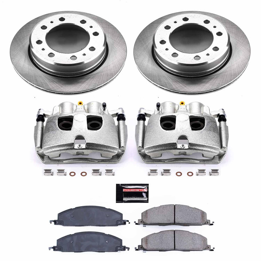 Power Stop KCOE7131 Replacement Autospeciality Rear Caliper Kit- OE Rotors, Ceramic Brake Pads, Calipers For Ram 3500 2013-2018 [Model Specific]