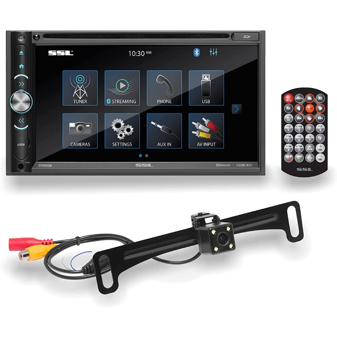 DD695BR Sound Storm Laboratories Car DVD Player - A-Link (Screen Mirroring), Double Din, 6.95 Inch Touchscreen, Bluetooth Audio and Hands-Free Calling, DVD, CD, USB, SD Aux AV in, Rear Camera Included