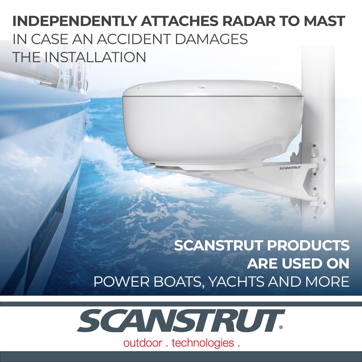 Mast Mount Scanstrut M92722 for 18" and 24" Raymarine, Garmin, and HALO24 , White