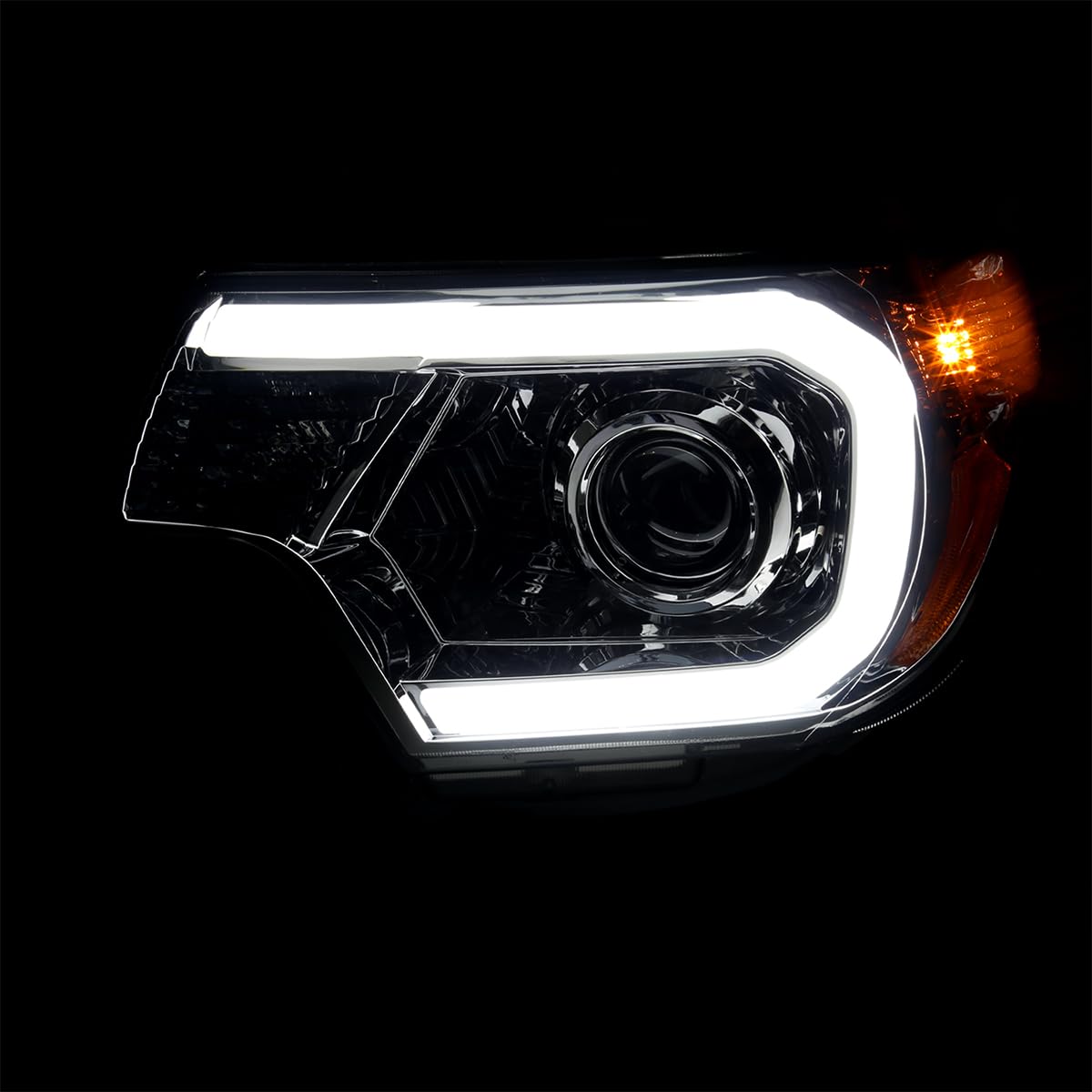 Smoke Spec-D Tuning Projector Headlights w/LED Bar Compatible with 2012-2015 Toyota Tacoma, Left + Right Head Lights Assembly