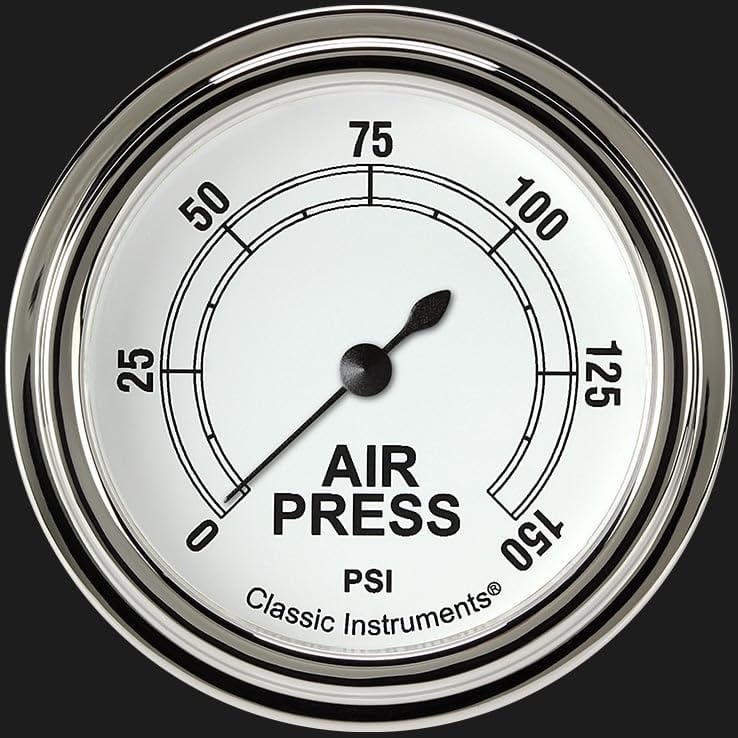 Classic Instruments Classic White CW318SLF 2 5/8" Air Pressure Gauge 150 PSI Electric