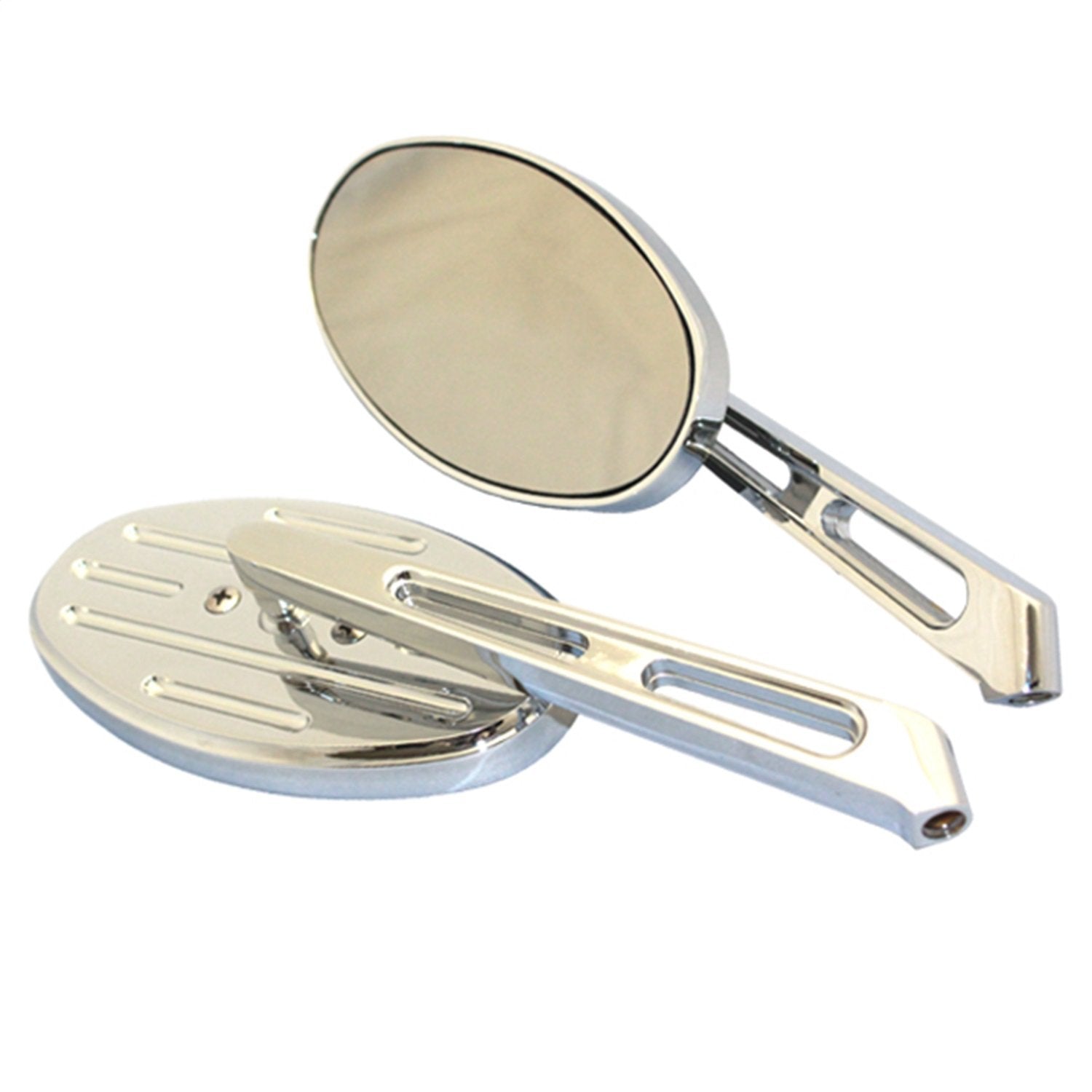 Chrome CIPA Motorcycle Oval Dashedlines Mirror Kit
