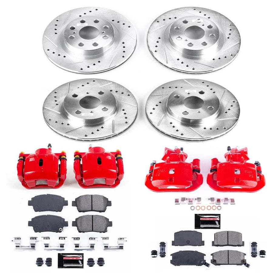 Power Stop KC822 Z23 Evolution Sport Brake Upgrade Kit Front & Rear with Powder Coated Calipers For Toyota MR2 Spyder 2000-2002 [Model Specific]