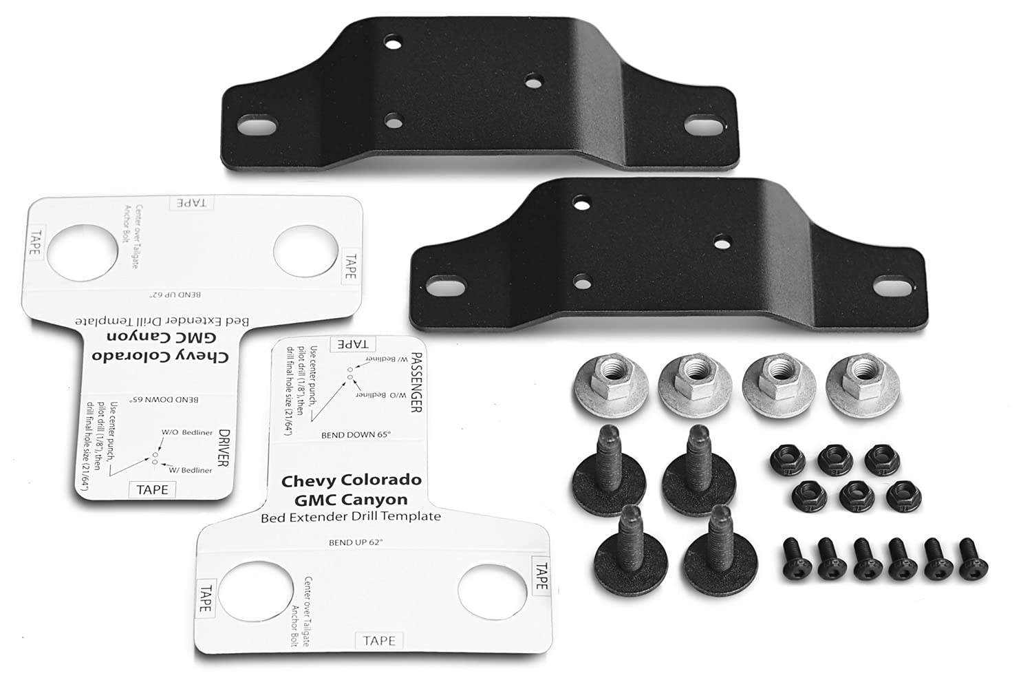 AMP Research RealTruck BedXTender Bracket Kit, 2 Brackets + Hardware & Drill Template | 74611-01A | Fits 2019 - 2022 Chevrolet Colorado & GMC Canyon