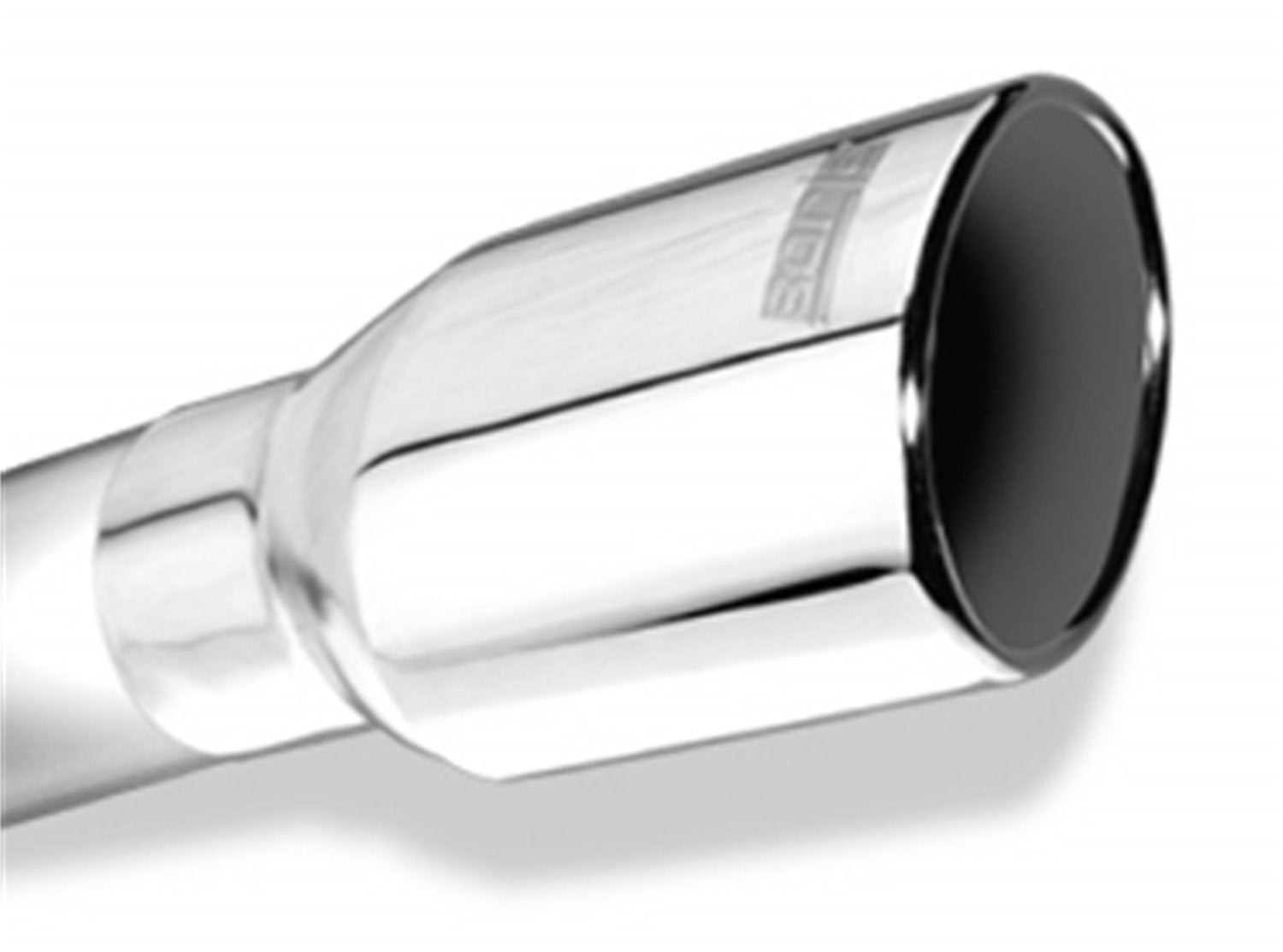 Borla Single Round Rolled Angle-Cut Tip w/ Clamp Borla 20154, Stainless Steel