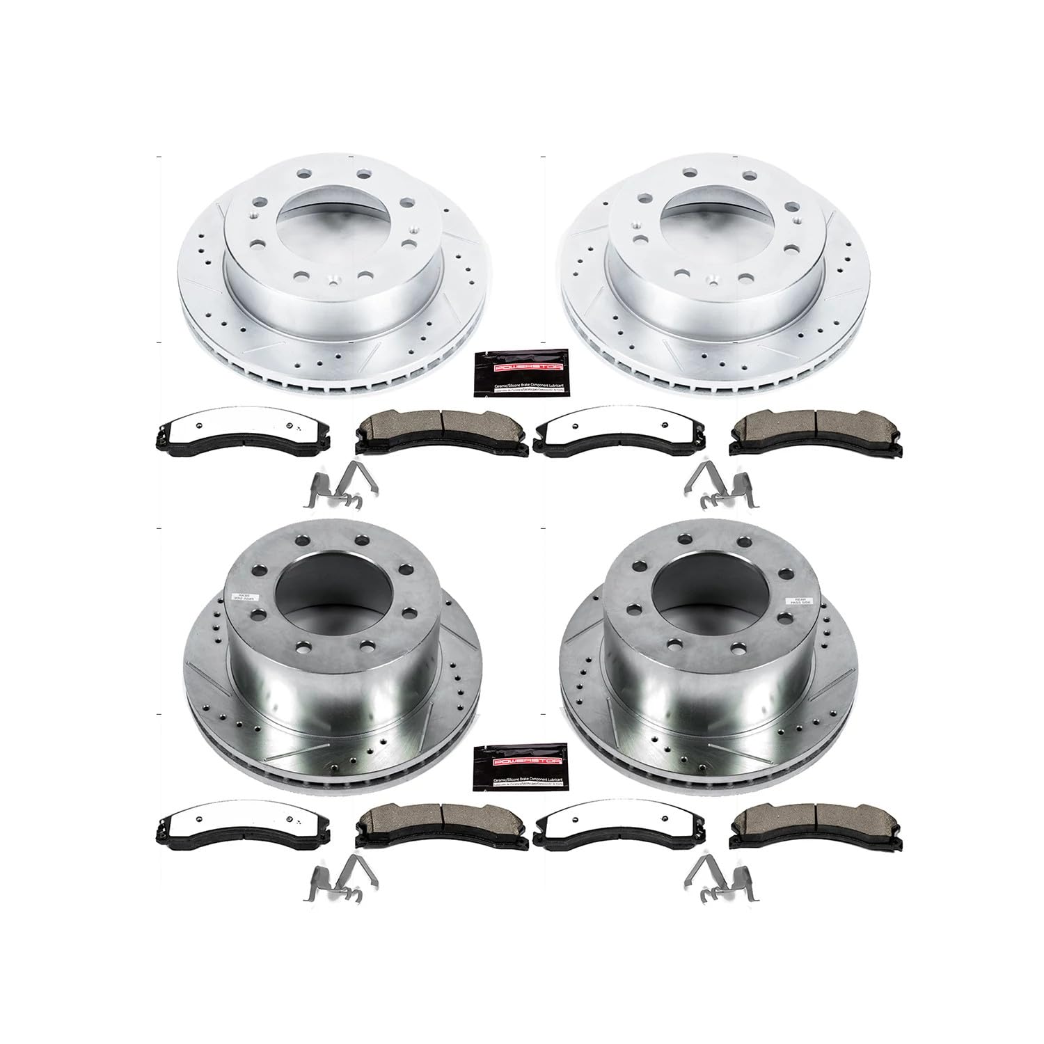 Power Stop Z36 Truck & Tow Brake Kit K7384-36 Front and Rear, Carbon Fiber Ceramic Brake Pads and Drilled/Slotted Brake Rotors
