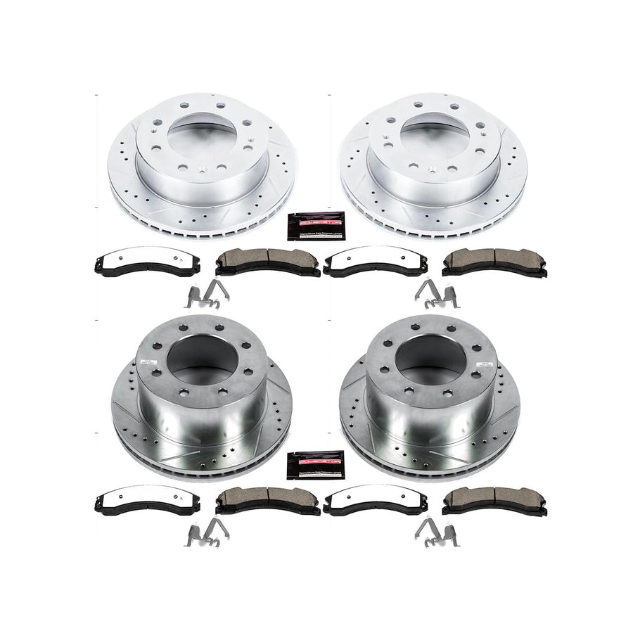 Power Stop Z36 Truck & Tow Brake Kit K7384-36 Front and Rear, Carbon Fiber Ceramic Brake Pads and Drilled/Slotted Brake Rotors
