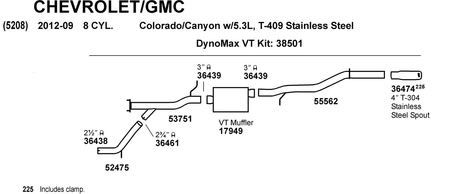 Exhaust Tail Pipe Dynomax 55562 for Chevrolet Colorado