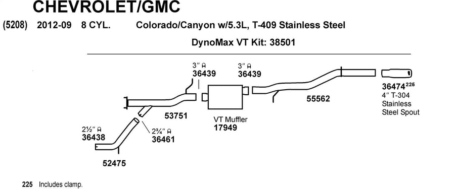 Exhaust Tail Pipe Dynomax 55562 for Chevrolet Colorado