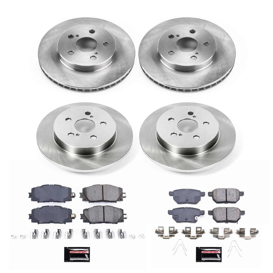 Power Stop Autospecialty KOE7632 Front and Rear Replacement Brake Kit-OE Brake Rotors & Ceramic Brake Pads For Toyota Prius 2016-2022 [Model Specific]
