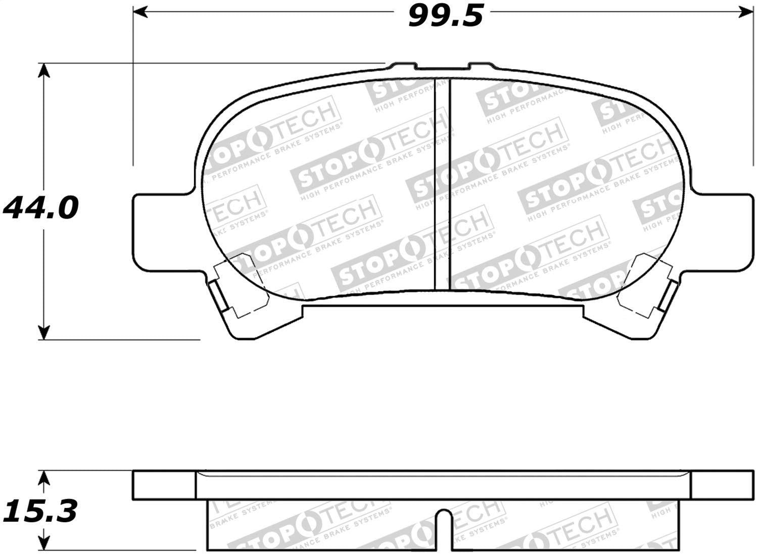 Rear StopTech 308.08281 Brake Pads with Shims and Hardware Street