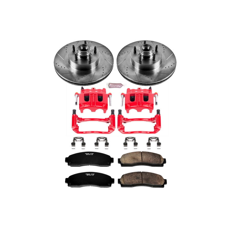 Power Stop Z23 Evolution Sport KC1920 1-Click Brake Kit with Powder Coated Calipers (Brake Pads, Drilled/Slotted Rotors) For Ford Explorer Sport, Ford Explorer Sport Trac [Model Specific]