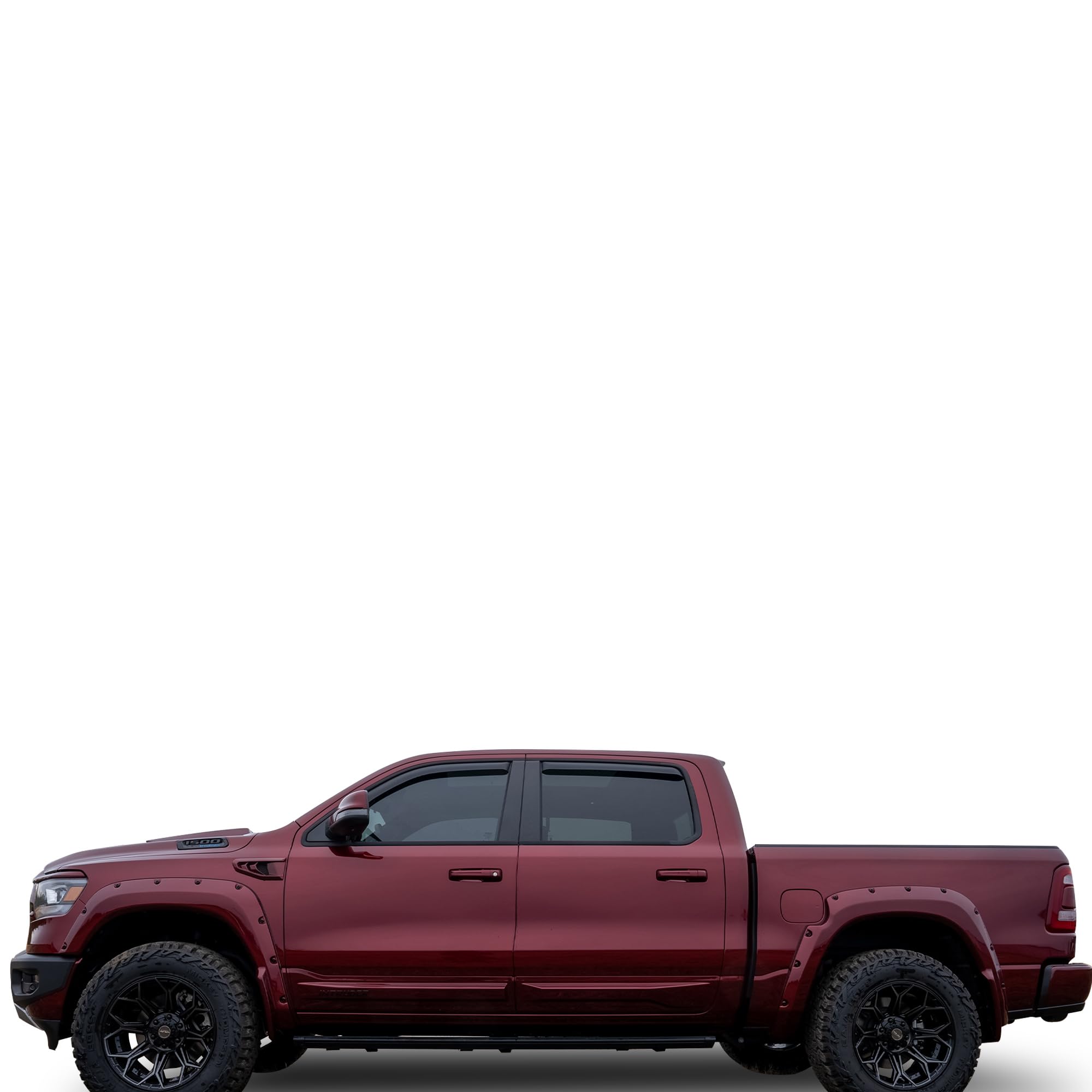 Off Road Black Horse [BHOR in Channel Rain Guards/Wind Deflectors Compatible with 2017-2024 Honda Ridgeline Smoke 4 PCs - 1494276IN