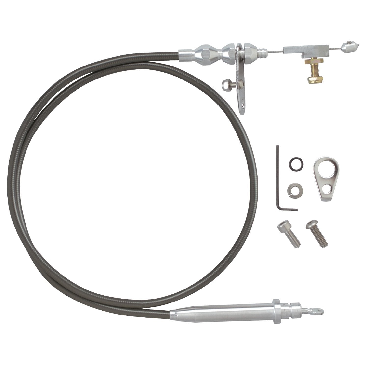 Polished Kickdown Kit Lokar KDP-20C4U with Black Housing for Ford C-4 Transmission