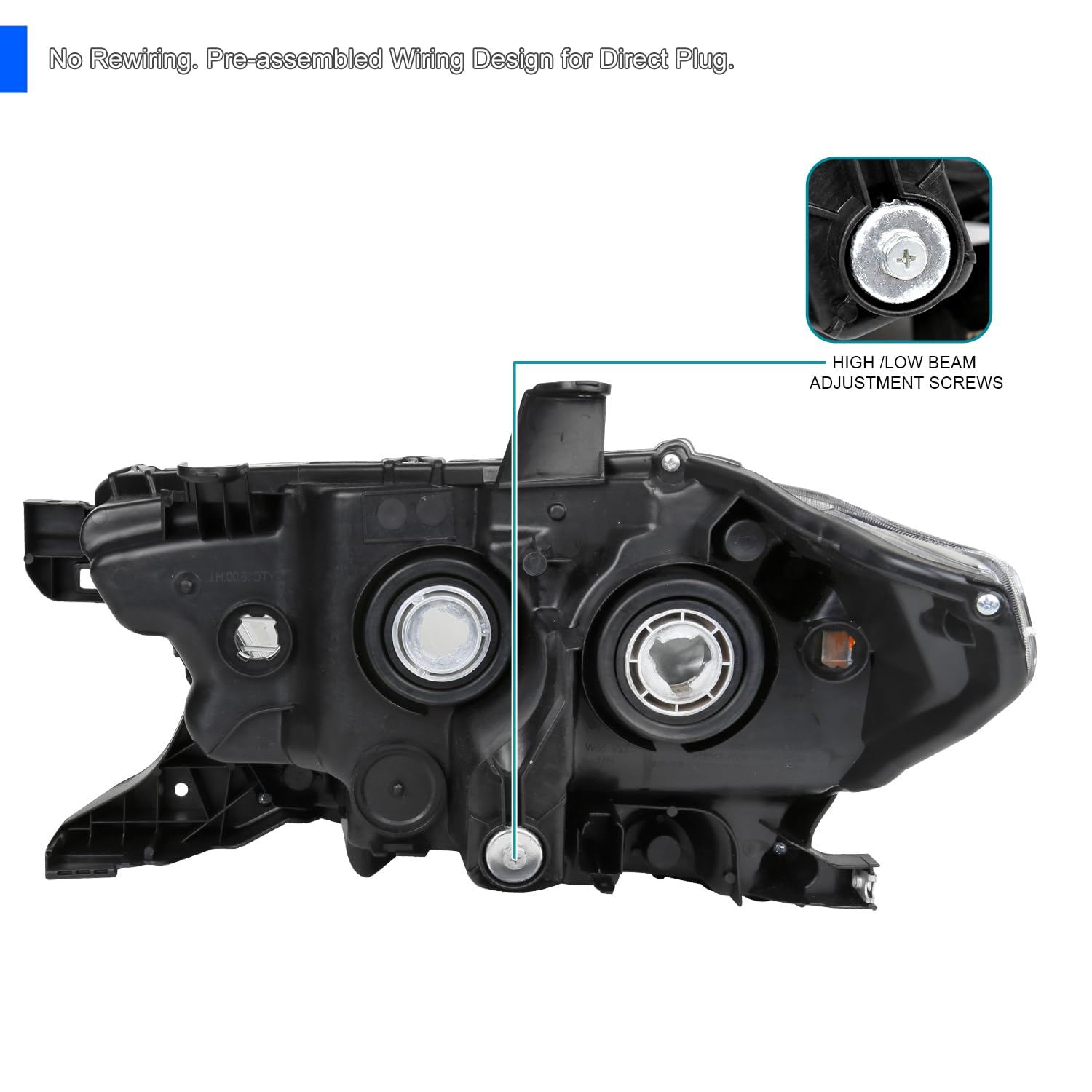 Right Passenger Side SPEC-D TUNING Chrome Projector Headlight Compatible with 2016-2022 Toyota Tacoma with factory LED daytime running lights