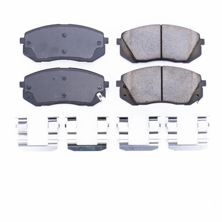 Power Stop Front Brake Kit For Hyundai Sonata 2015 |Kia Cadenza 2014-16 |Tucson 2010-17 |Rondo 2007-12 |Soul EV 2015-17 |Kia Sportage 2011-16 - Ceramic Brake Pads With Installation Hardware, 17-1295
