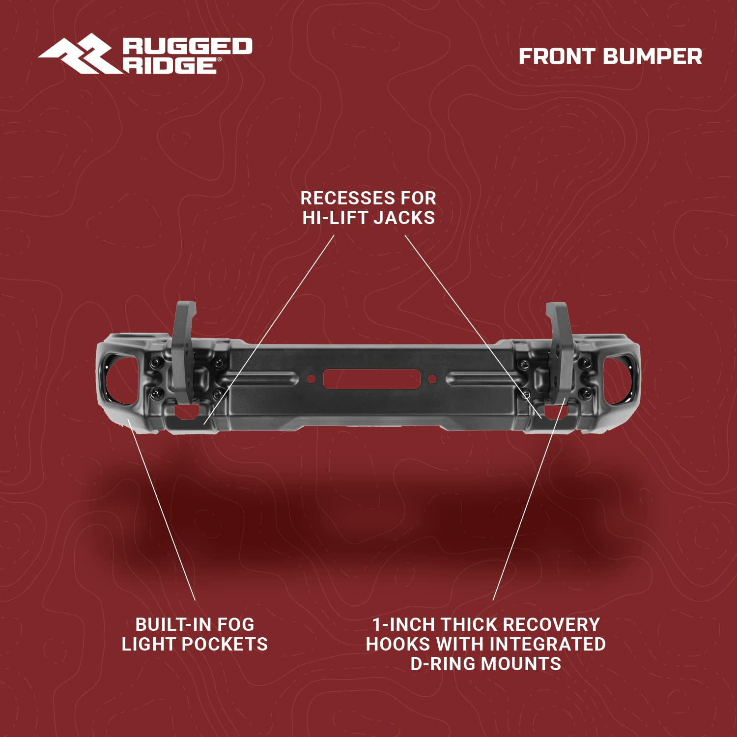 Arcus Rugged Ridge Bumper, Front | Stubby, 11-Gauge Steel, Satin Black | 11549.11 | Fits 2007-2018 Jeep Wrangler JK