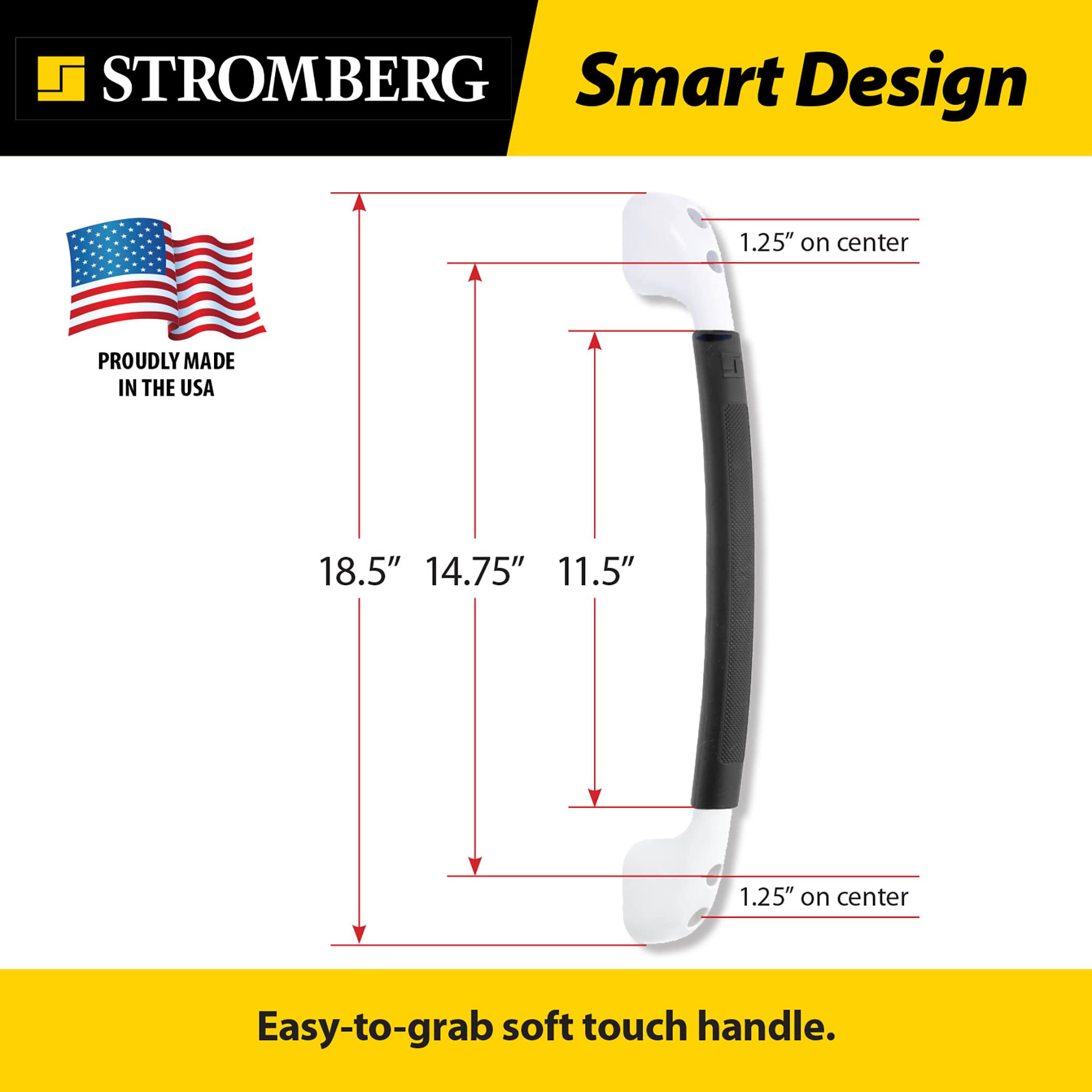 RV Grab Bar Stromberg Carlson – Entry Door Handle for RV, Camper, or Trailer – Exterior Assist Bar for Steps – Automotive Entry Grip for Outdoor Use - Back Soft Touch Finish