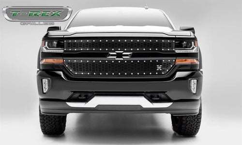 Laser X Grille Compatible with Silverado (2016-2018) 1500, Black, 2 Pc, Overlay, Chrome Studs - PN #7711281