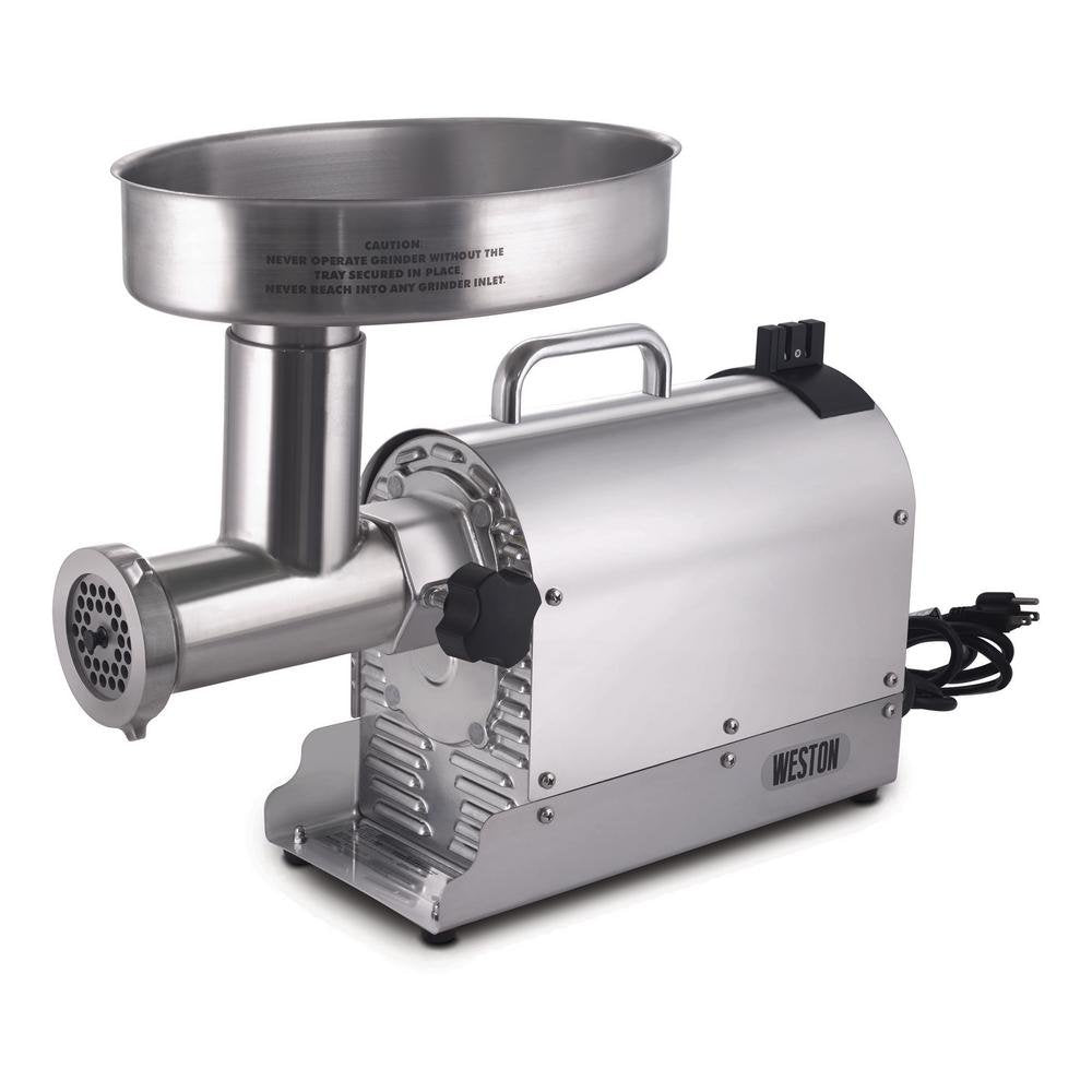Weston Electric Pro Series Meat Grinder 7 Sausage Stuffer, Commercial Grade, 1500 Watts, 2 HP, 21lbs. Per Minute, Heavy Duty Stainless Steel (10-3201-W)