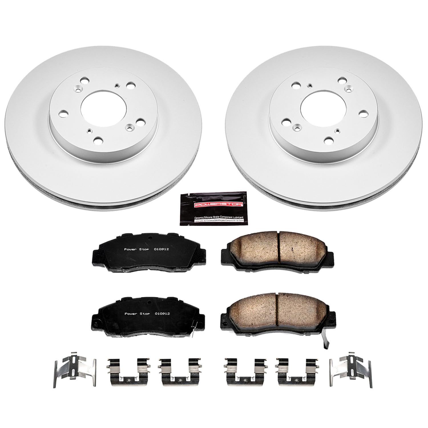 Power Stop Coated CRK1041 Brake Rotor & Ceramic Brake Pads- front For Honda Accord 1998-2002 [Model Specific]