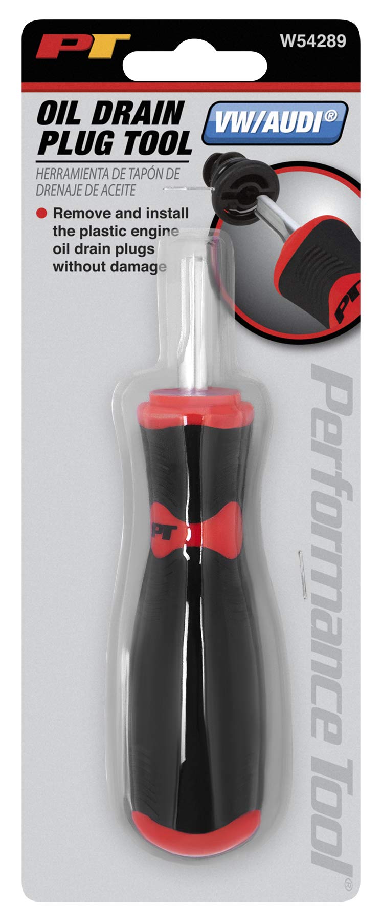 VW Audi Performance Tool W54289 Oil Drain Plug Removal Tool, Compatible With Volkswagen 1.8L to 2.0L Replacement for Golf Passat, Red & Black