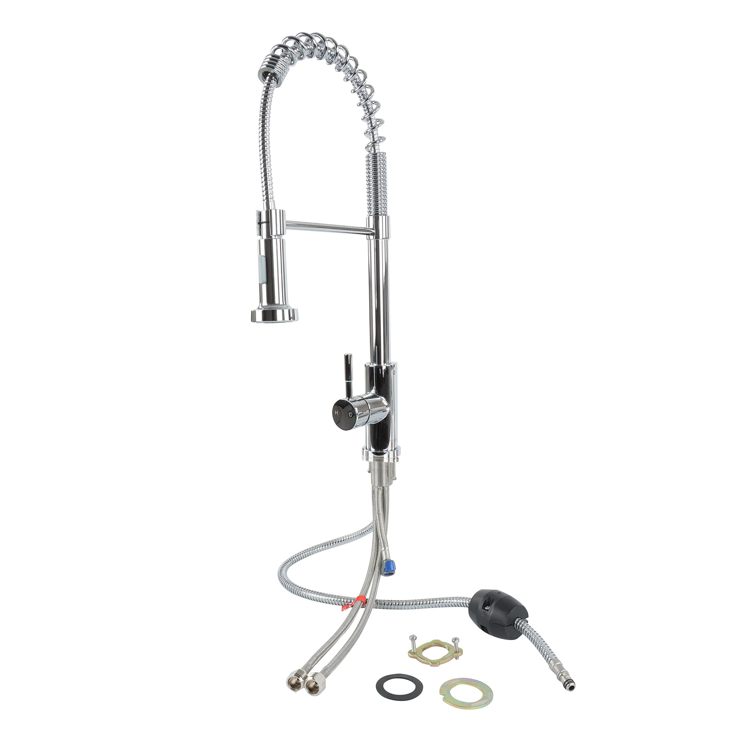 Pull Down Kitchen Faucet Empire with Sprayer - Chrome Kitchen Sink Faucet with Optional Hole Covering Deck Plate