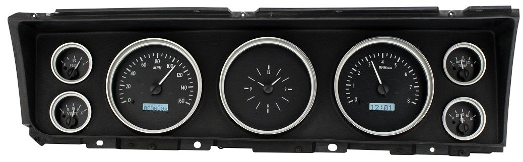Dakota Digital VHX-67C-IMP-K-W 67 Chevy Impala Analog Dash Gauges Black Alloy White