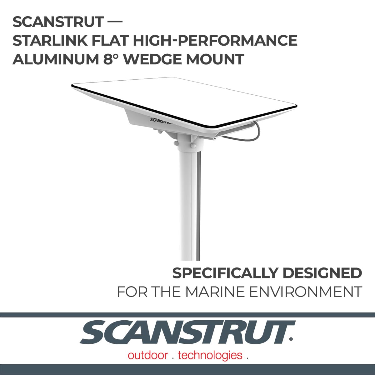 Flat High-Performance Aluminum Wedge for Starlink Scanstrut - 8°