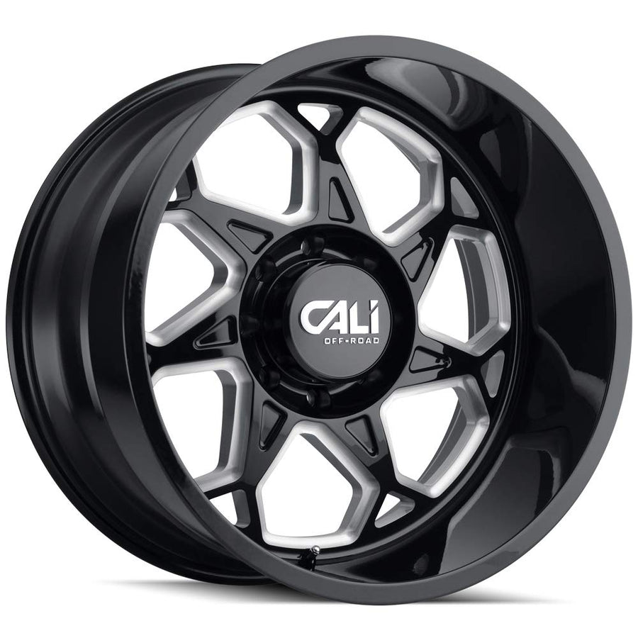 CALI SEVENFOLD OFF-ROAD Gloss Black/Milled Spokes Wheel (20 x 9. inches /8 x 170 mm, 0 mm Offset)