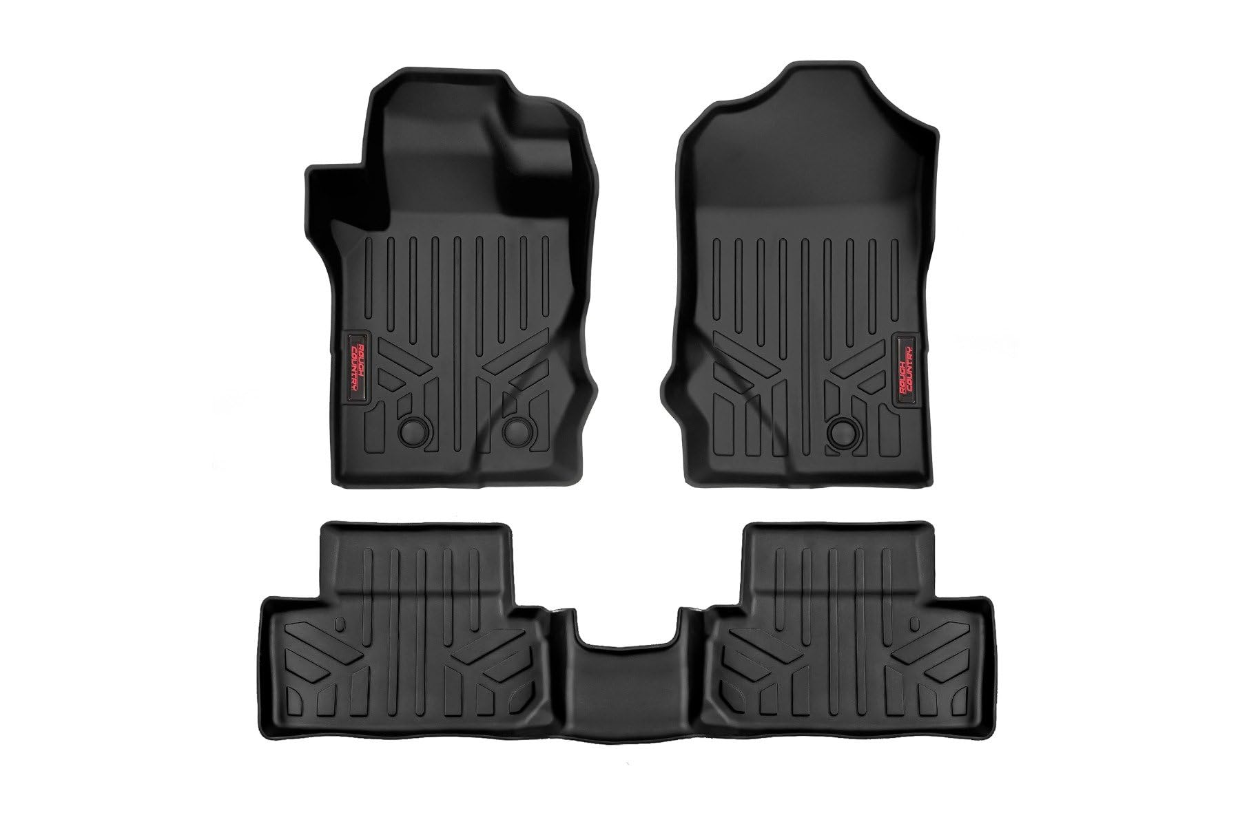 Rough Country Floor Mats All Weather for Ford Bronco 2-Door (2021-2025) - Non-Slip Waterproof Flexible Floor Mat, Front & Rear Set