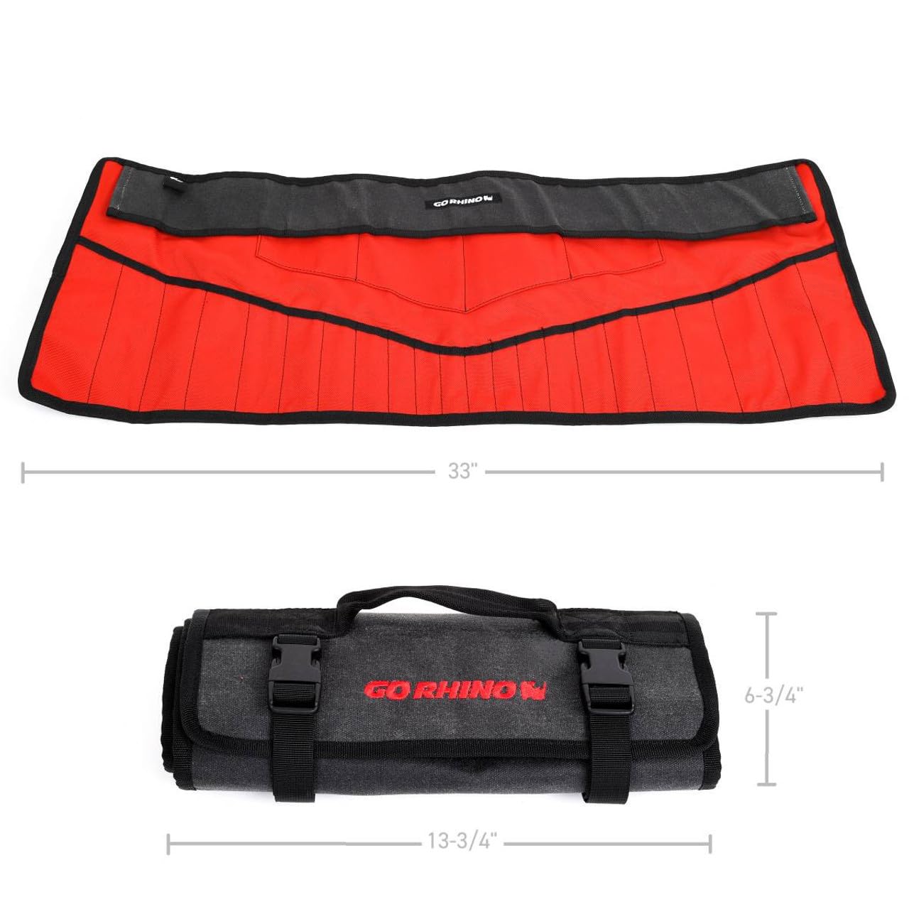 Go Rhino Small Tool Roll | Open: 33" x 13 3/4" & Closed: 13 3/4" x 6 3/4" | XG1020-01