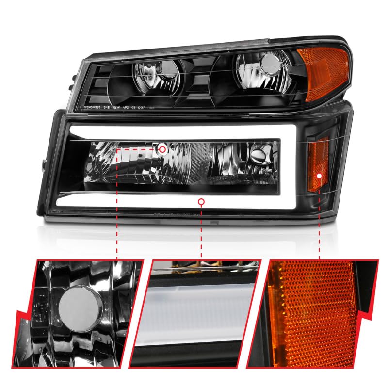04-12 GM Colorado/Canyon/I-Series Anzo USA - Crystal Headlights - w/Light Bar Black Housing 4pcs (111558)