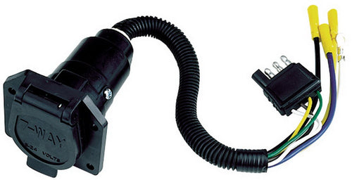 4-Way Flat to 7-Way Round Vehicle End Adapter Reese Towpower 74184, Black
