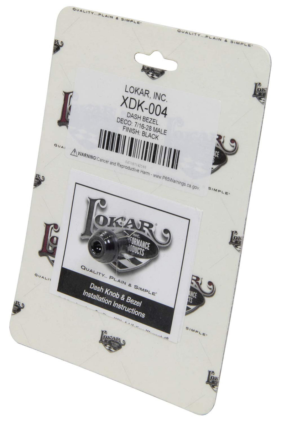 XDK-004 Lokar Performance Products Dash Bezel - Deco - 7/16-28 Male - Black