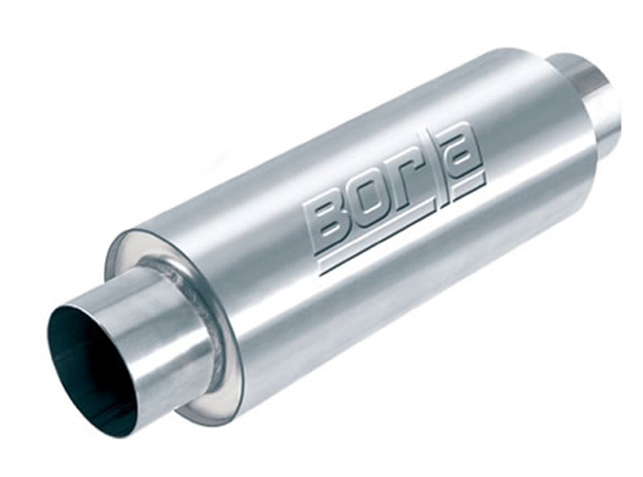 BORLA XR-1 400374 Multicore Racing Muffler For Rotary Engine Equipped Vehicles - 4" Center In/ 4" Center Out 6.25" Round x 16" Long Body 21" Overall Length. Universal. Reversible.