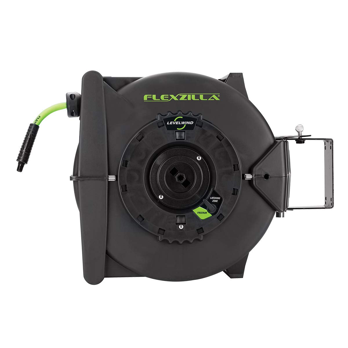 Flexzilla Retractable Levelwind Air Hose Reel, 3/8 in. x 75 ft., Heavy Duty, Lightweight, Hybrid, ZillaGreen - L8306FZ