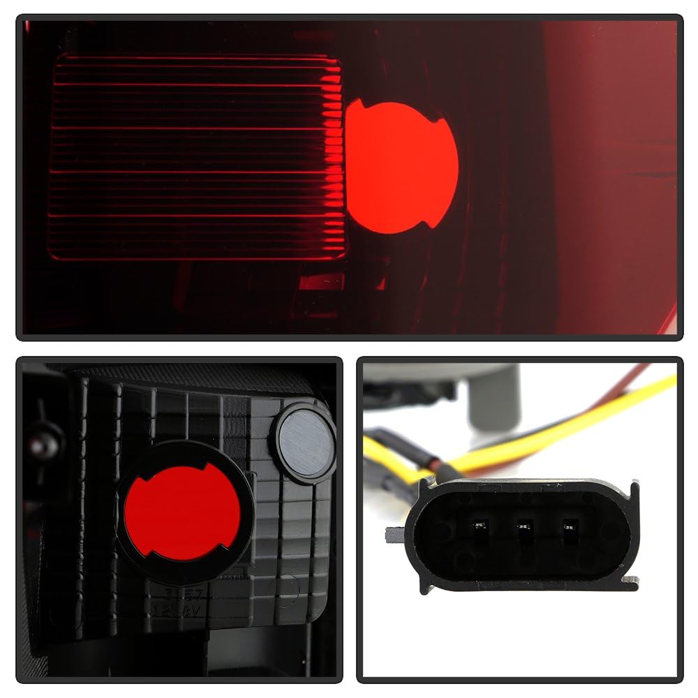 Ford F150 15-20 Spyder (POE) Halogen Tail Lights (18 Facelift Fit on 15 Model No Blindsport) - Signal-3157(Included) ; Reverse-W21W(Included) ; Brake-3157(Included) - Set Dark Red/Smoke