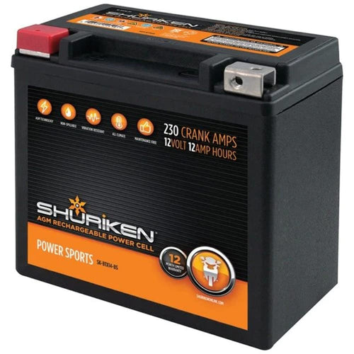 230 Crank SHURIKEN AMPS 12AMP Hours AGM Battery, SK-BTX14-BS